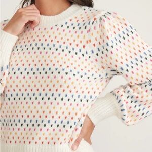 Talbots Multicolor Patterned Puff Sleeve Women's Sweater Size Small/SP
